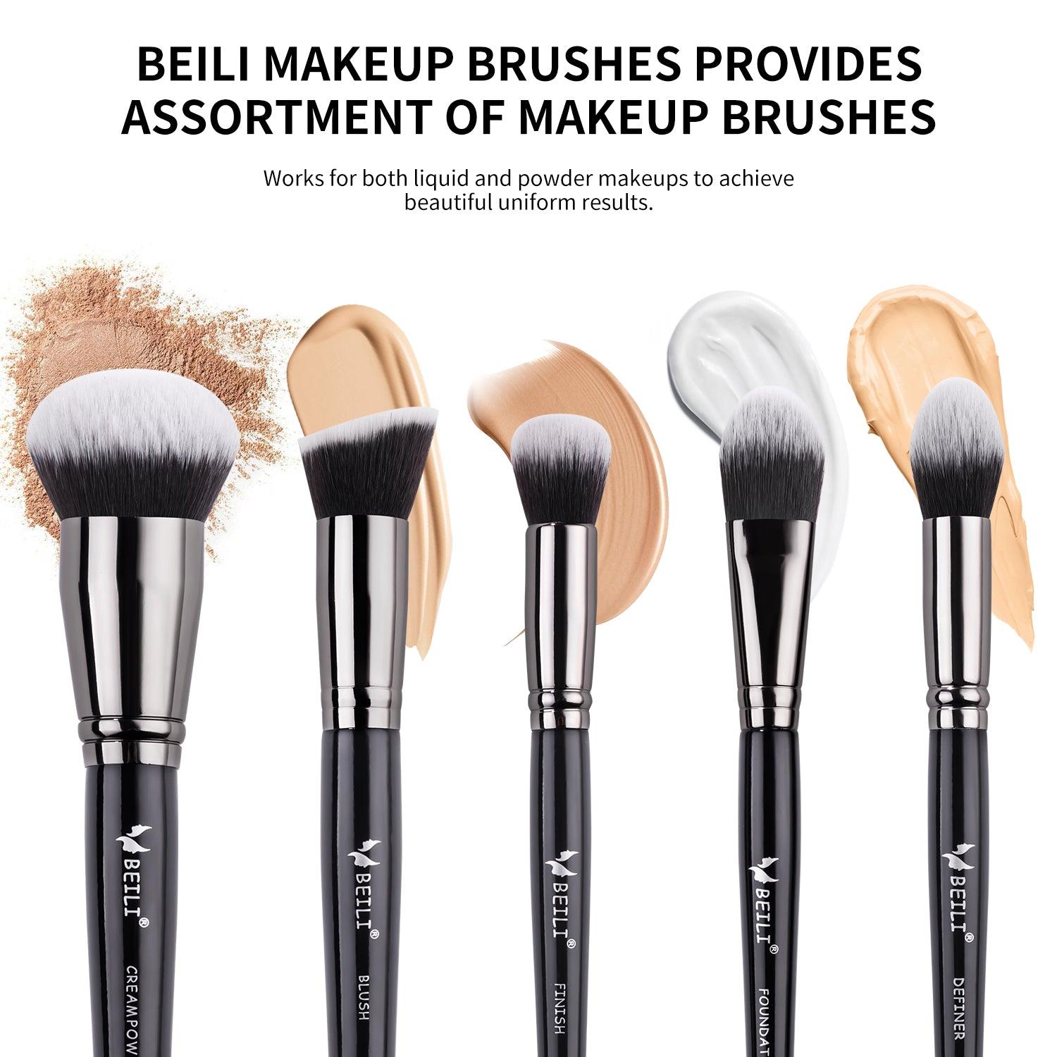 Black Professional Makeup Brush Set 25Pcs, Synthetic  BX-S25 - BEILI Official Shop