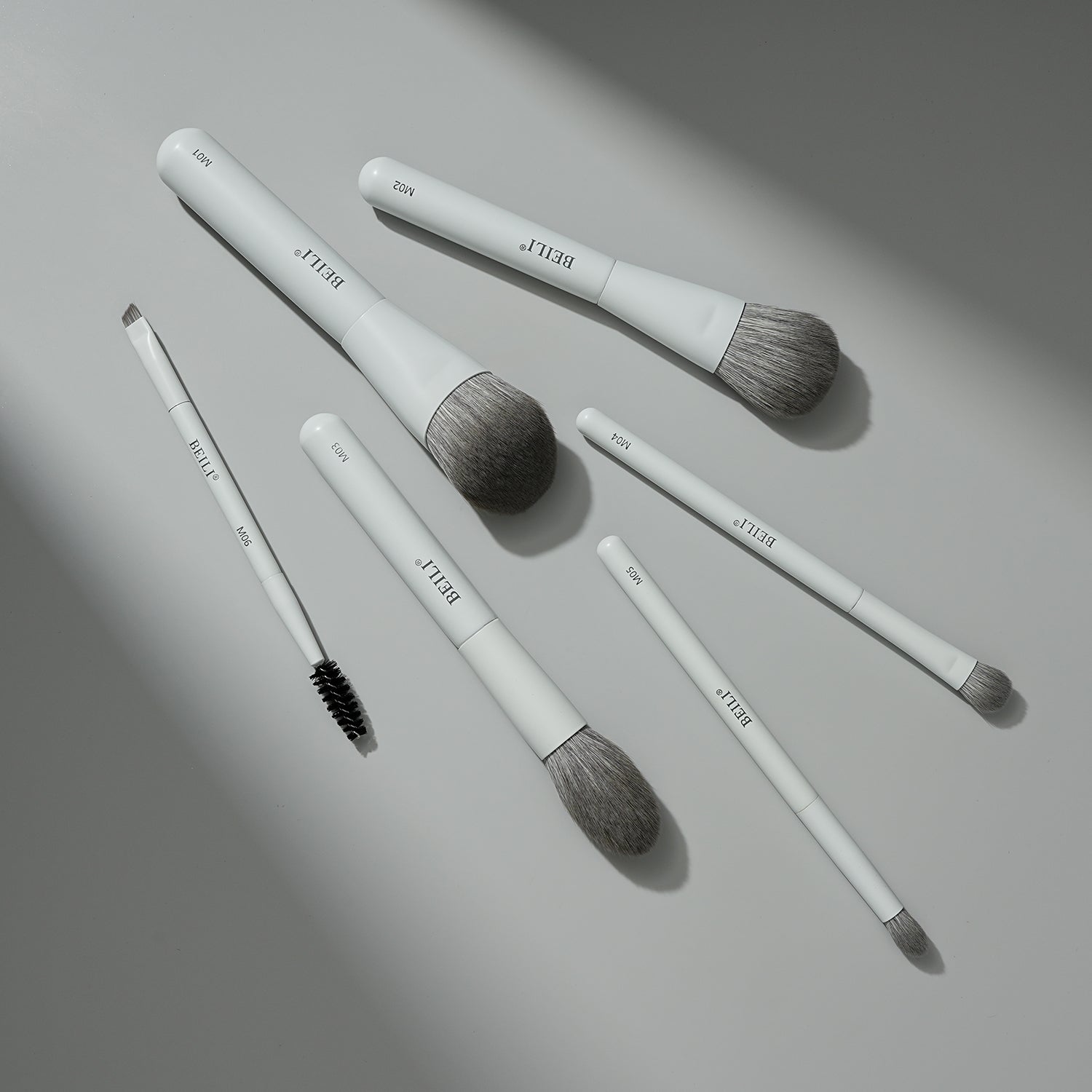 BEILI 6PCS Travel Mini Makeup Brushes, Portable Small Cosmetic Brushes Kit For Powder, Highlight, Eyeshadow, Contour, Eyebrow, Eyelash, Synthetic Bristles (White)