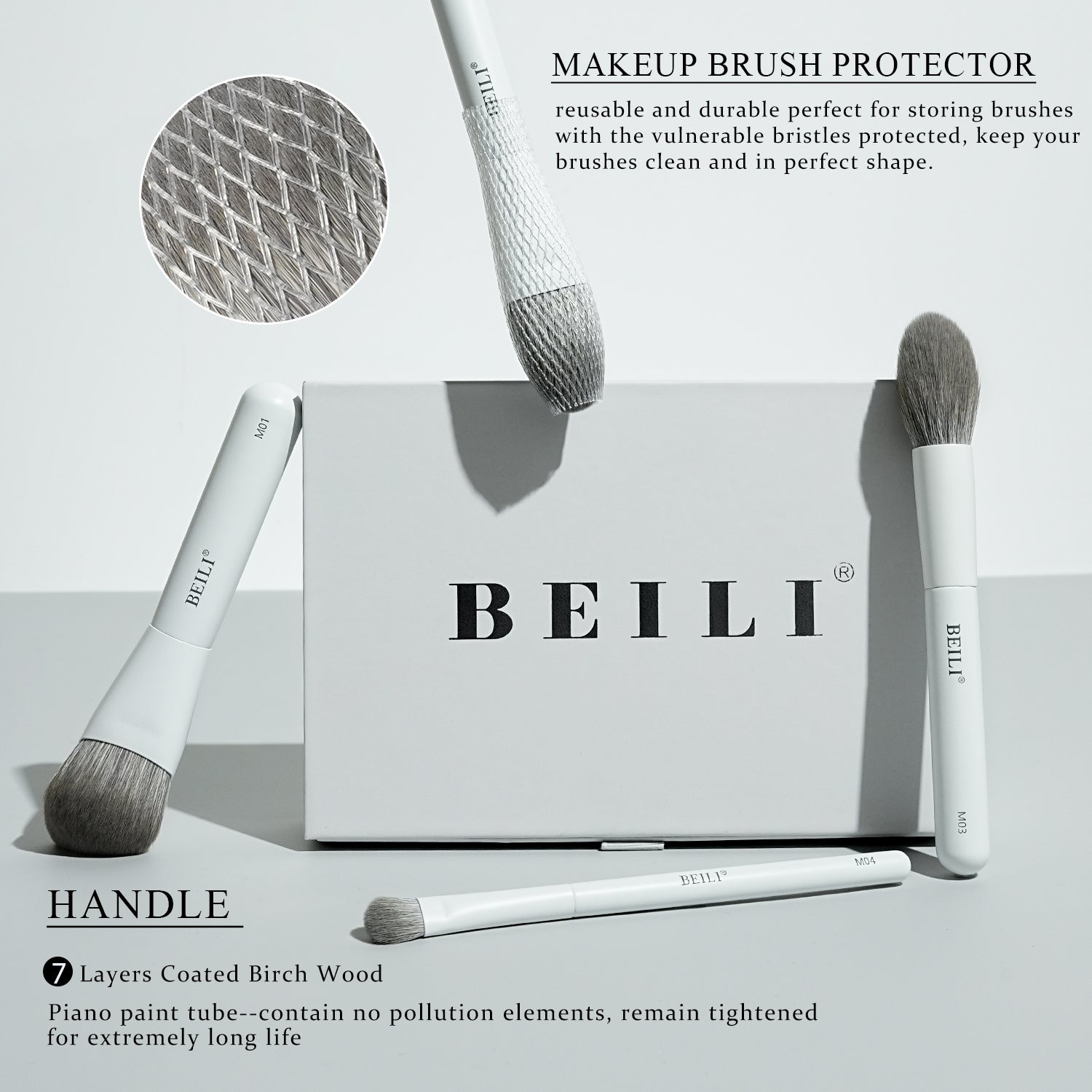 BEILI 6PCS Travel Mini Makeup Brushes, Portable Small Cosmetic Brushes Kit For Powder, Highlight, Eyeshadow, Contour, Eyebrow, Eyelash, Synthetic Bristles (White)
