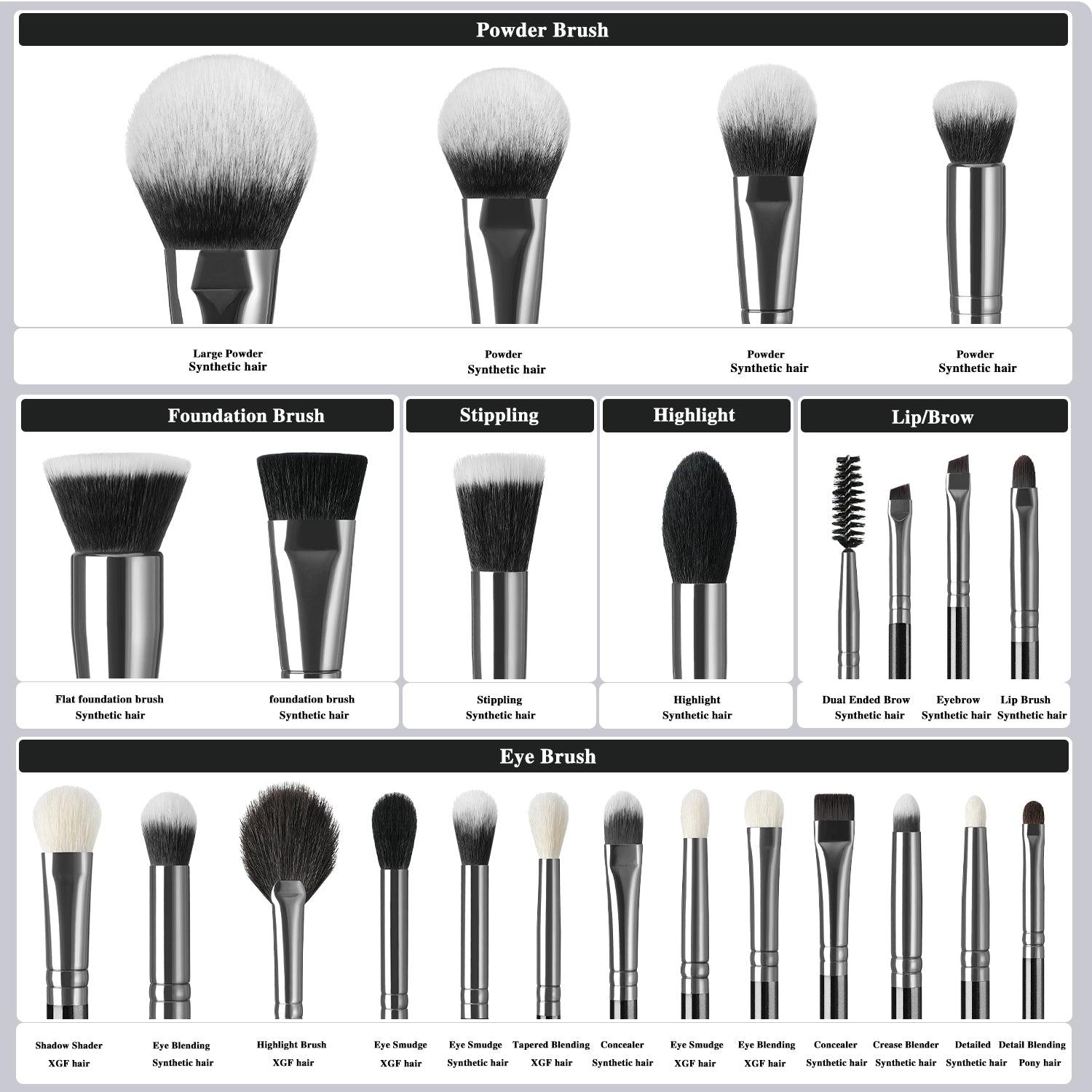 BEILI 24Pcs Professional Makeup Brush Set XB24