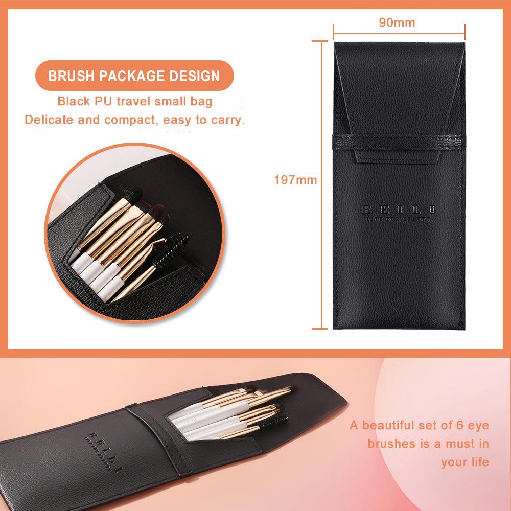 BEILI 6Pcs Individual Eye Brushes Set WBE6/WBE6+Bag