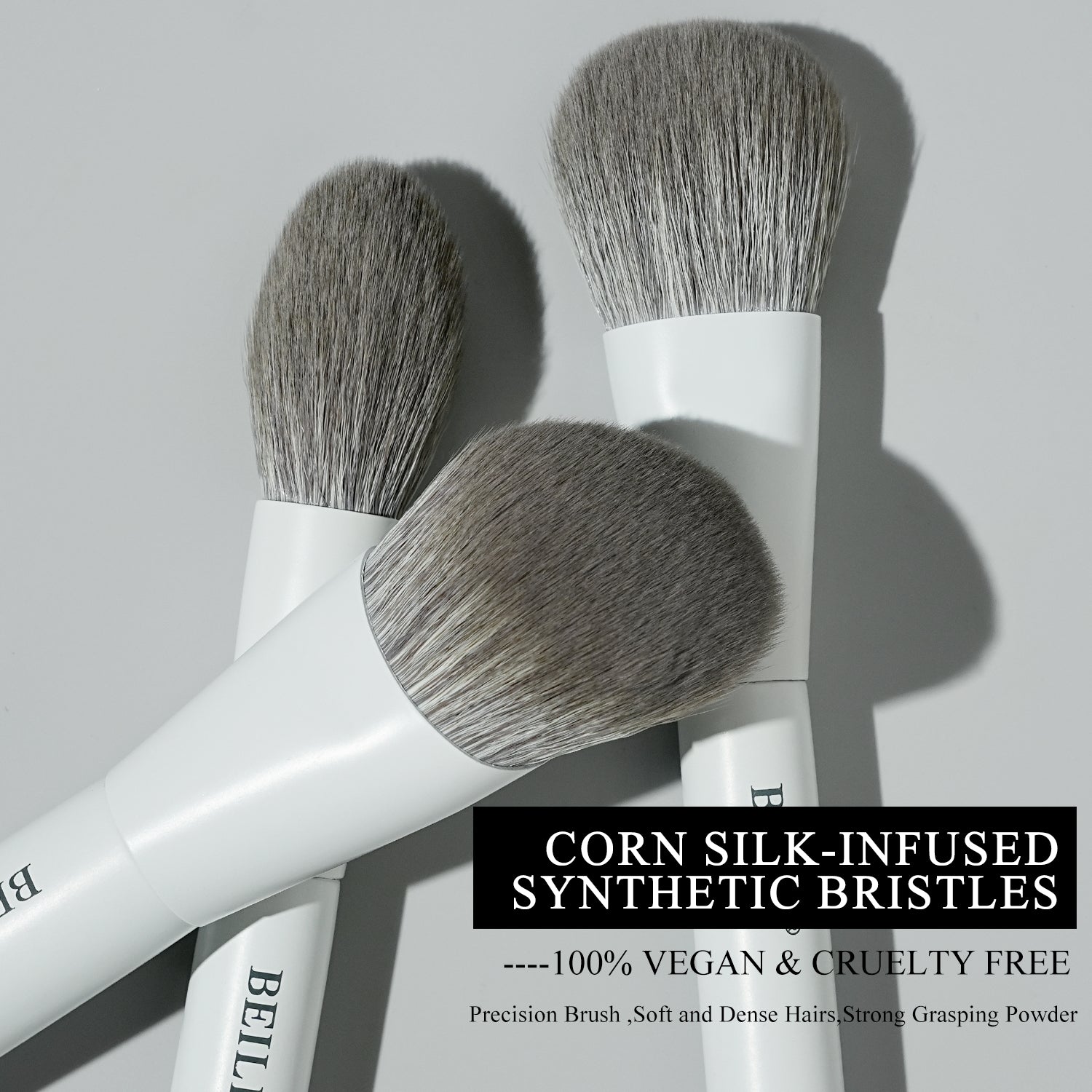 BEILI 6PCS Travel Mini Makeup Brushes, Portable Small Cosmetic Brushes Kit For Powder, Highlight, Eyeshadow, Contour, Eyebrow, Eyelash, Synthetic Bristles (White)