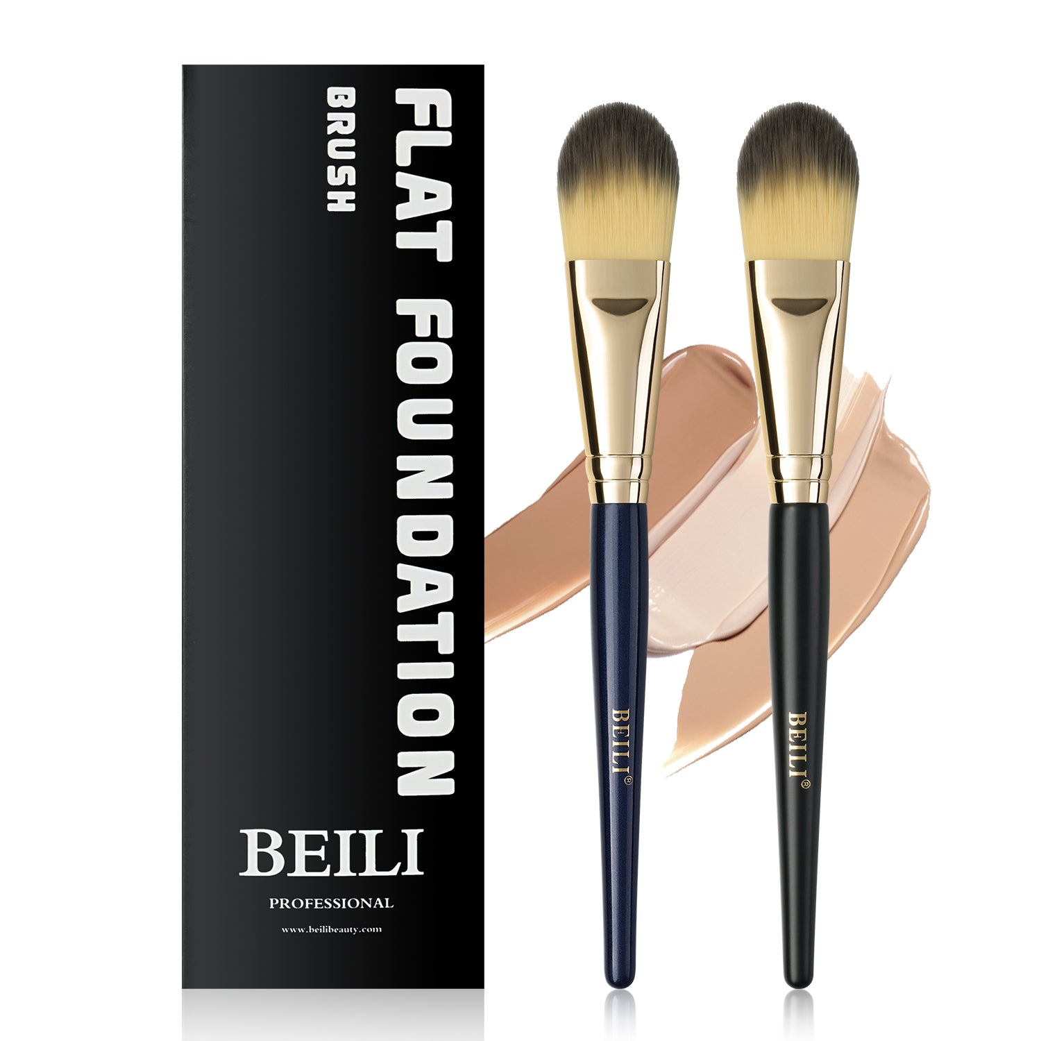 Pennello piatto premium per fondotinta, pennello per maschera, pennello per correttore, 2 pezzi FD02
