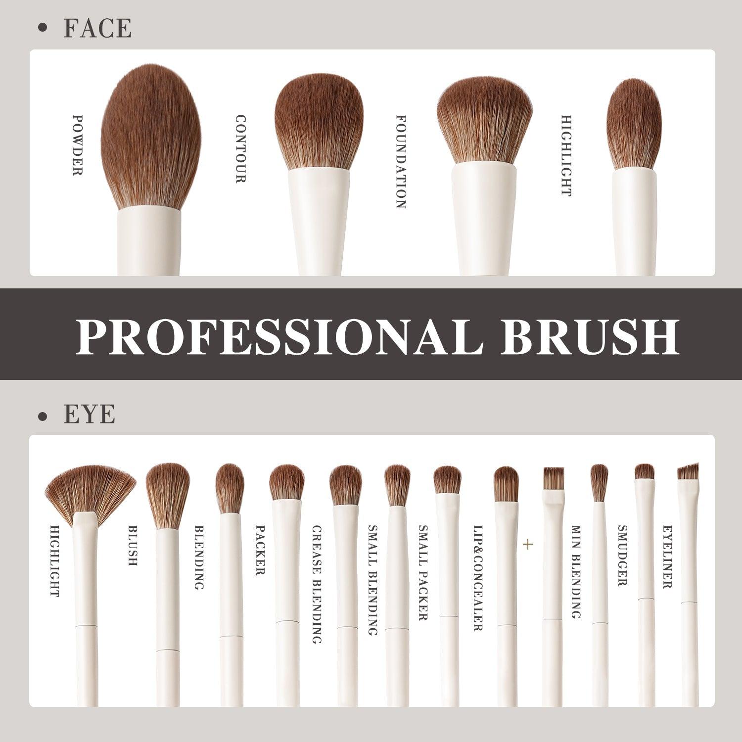BEILI 15pcs Elegant Beige Face and Eye Makeup Brush Set A15 - BEILI Official Shop