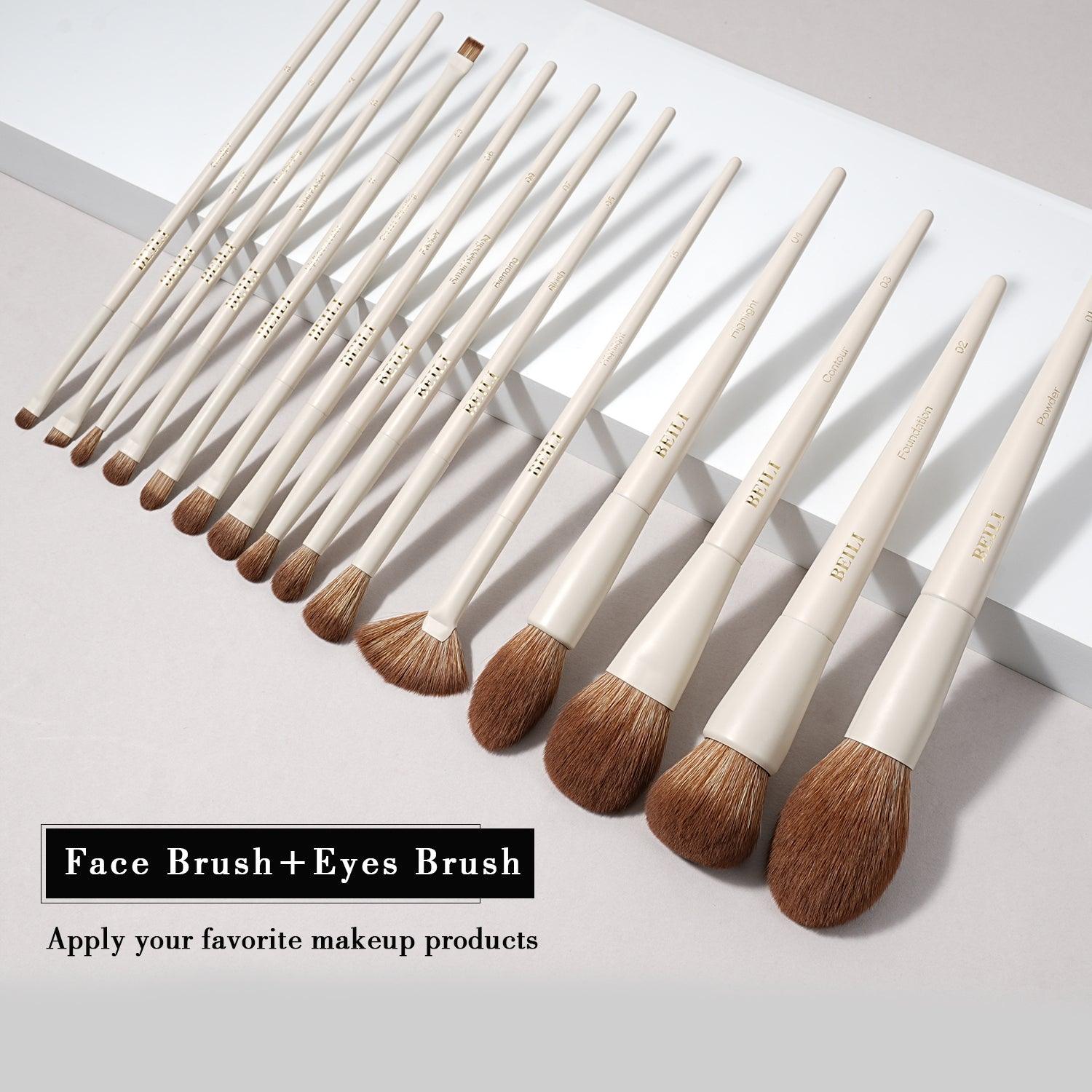 BEILI 15pcs Elegant Beige Face and Eye Makeup Brush Set A15 - BEILI Official Shop