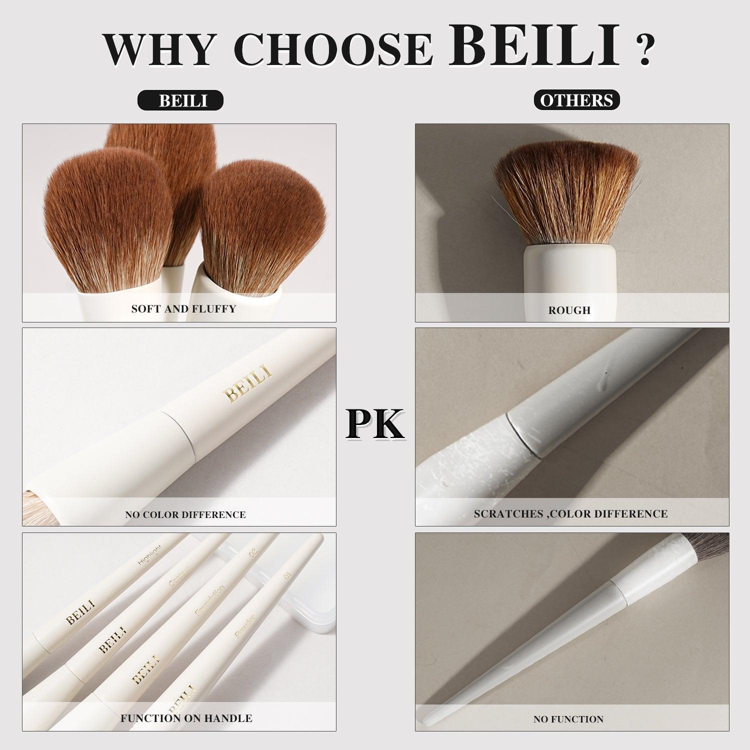 BEILI 15pcs Elegant Beige Face and Eye Makeup Brush Set A15 - BEILI Official Shop