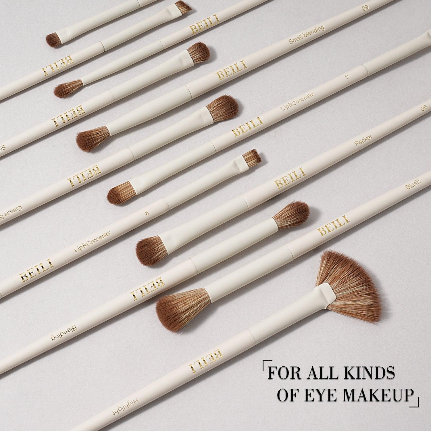 BEILI 15pcs Elegant Beige Face and Eye Makeup Brush Set A15 - BEILI Official Shop