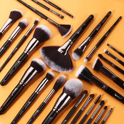 Black Professional Makeup Brush Set 25Pcs, Synthetic  BX-S25 - BEILI Official Shop