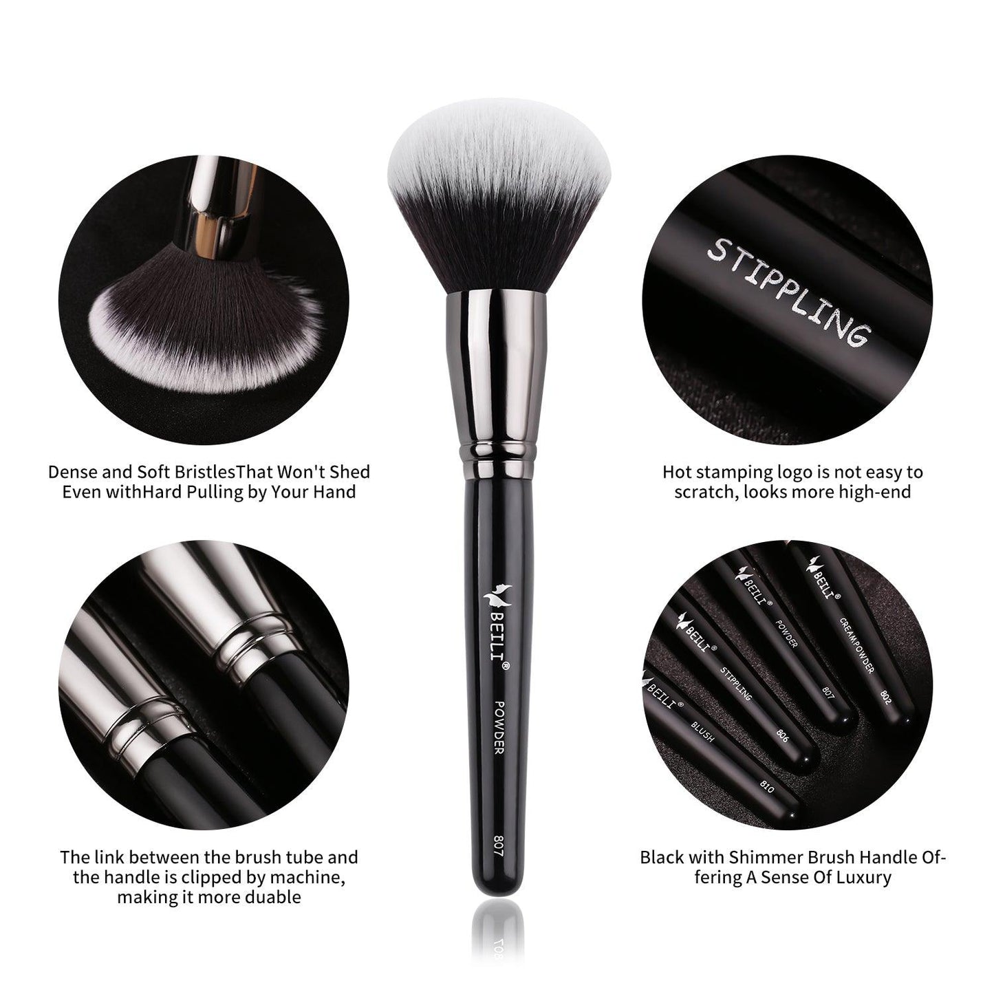 Black Professional Makeup Brush Set 25Pcs, Synthetic  BX-S25 - BEILI Official Shop