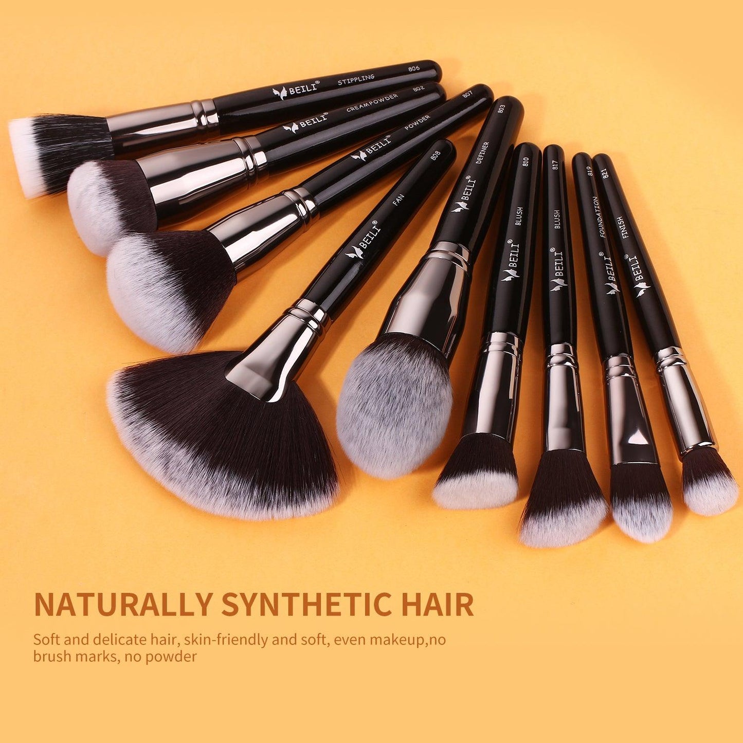 Black Professional Makeup Brush Set 25Pcs, Synthetic  BX-S25 - BEILI Official Shop