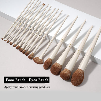 BEILI 10Pcs Make Up Brush Set With Gift Bag Wood-Retro-Black  MC10