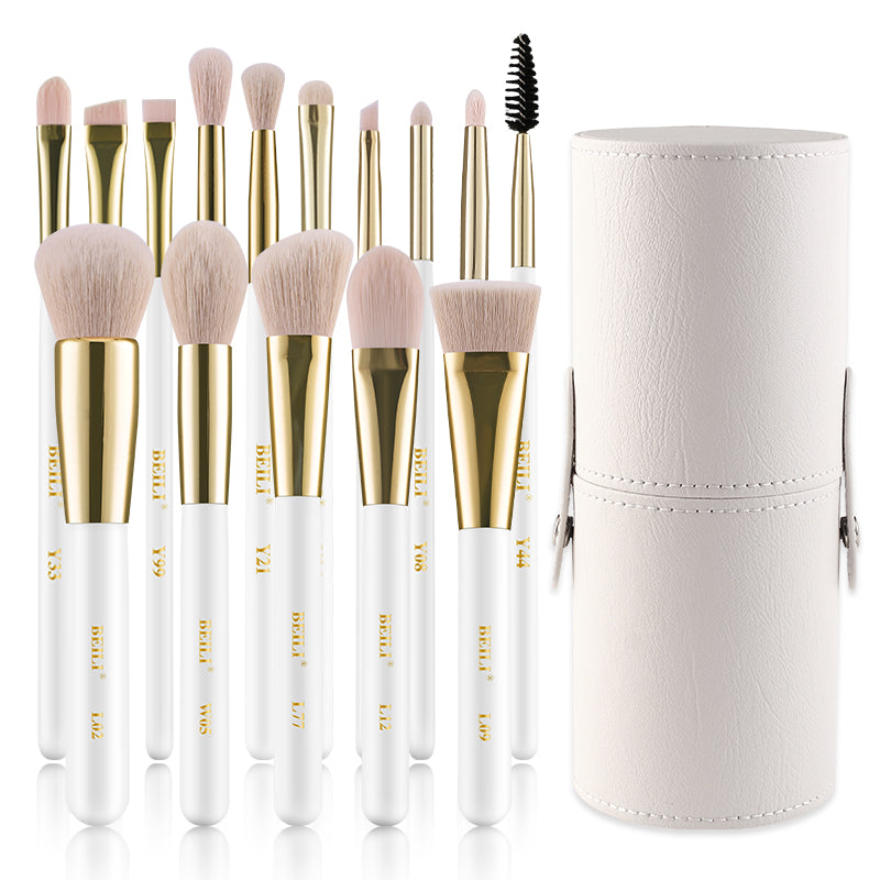 BEILI 15Pcs Premium Pink Vegan Makeup Brush Set WG15