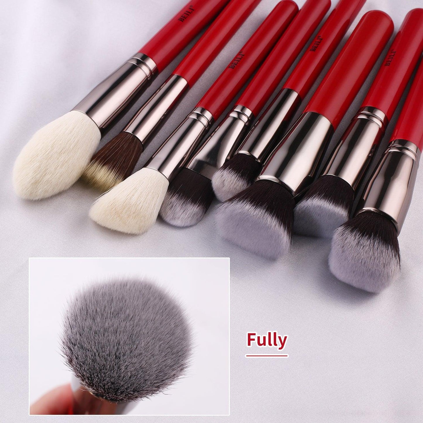 BEILI 30Pcs  Professional Makeup Brush Set Red H30