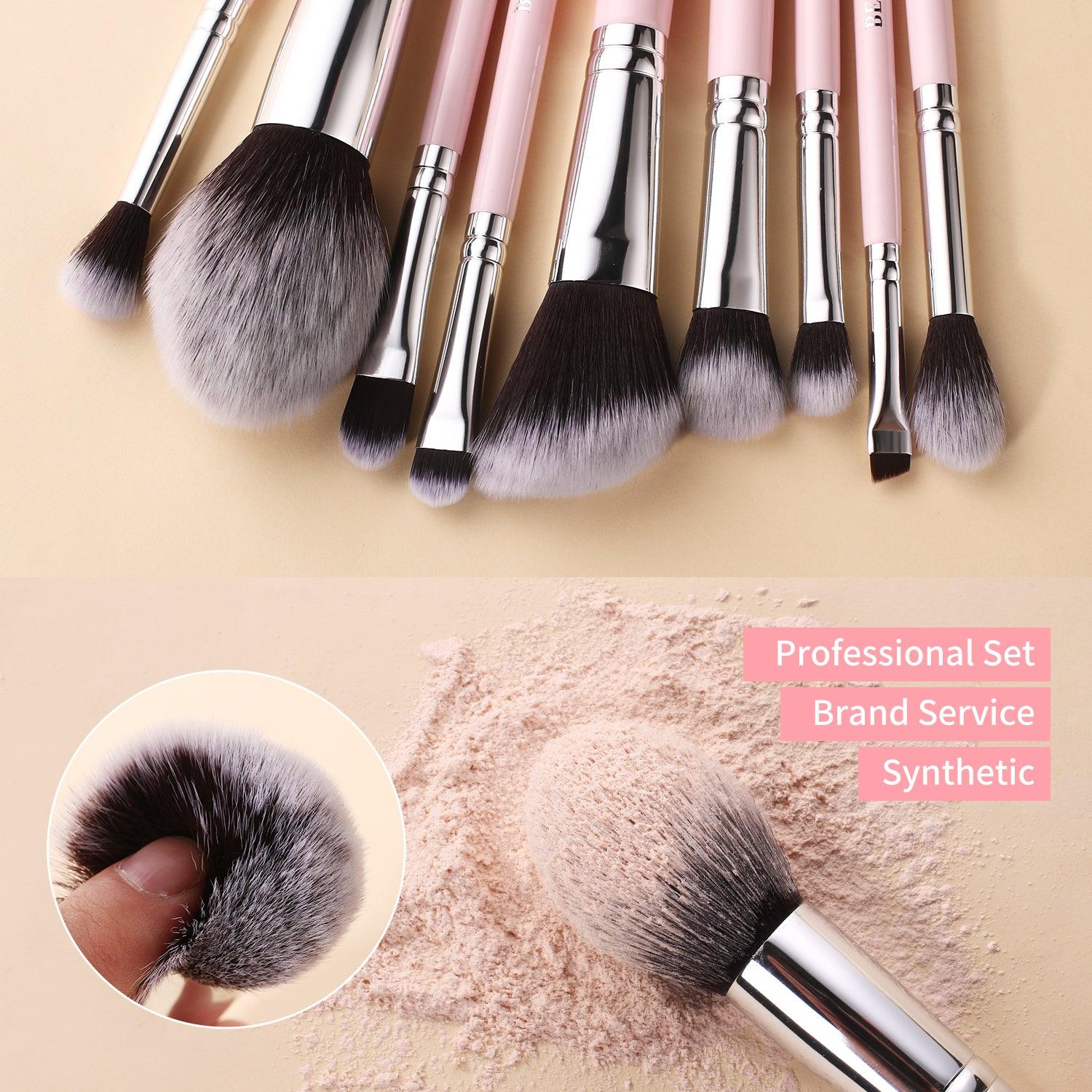 Pink Junior Makeup Brushes Set 9Pcs, Synthetic   FY09 - BEILI Official Shop