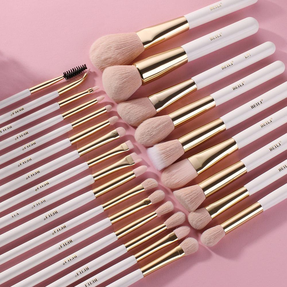 Pink Vegan Synthetic Professional Makeup Brush Set, White, 25Pcs  WG25 - BEILI Official Shop