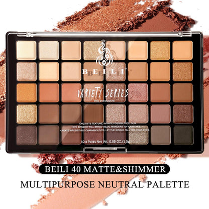 BEILI Neutral 40 Color Professional Eyeshadow Palette V100