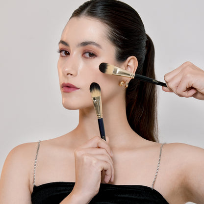 BEILI 2Pcs Make Up Brush Premium Flat Foundation Brush, Mask Brush, Concealer Brush, FD02