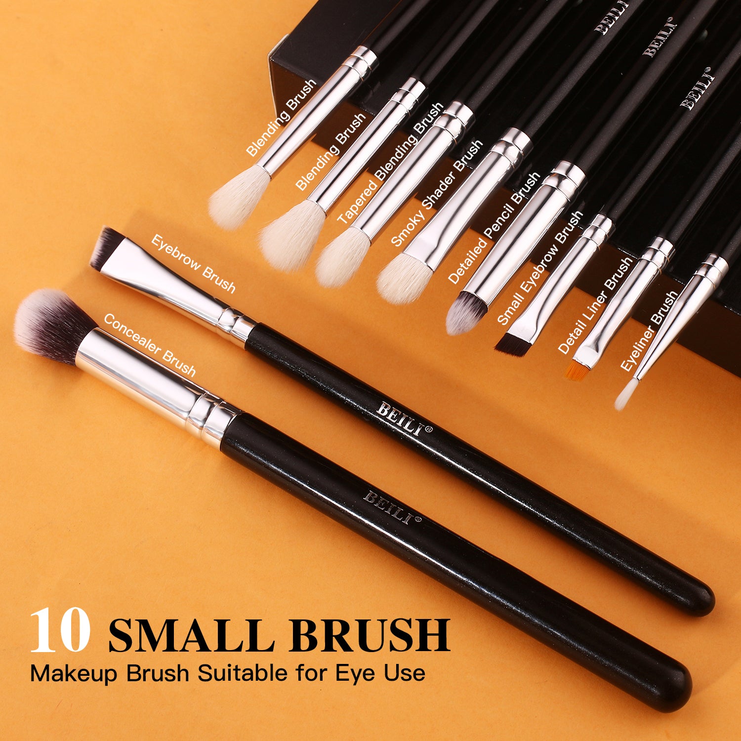 Black Junior Makeup Brushes Set 15Pcs, Synthetic  BN15 - BEILI Official Shop