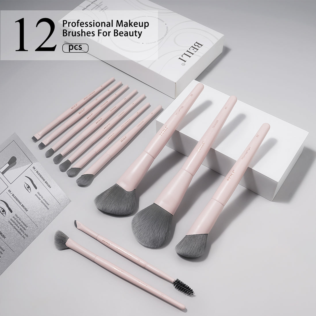 BEILI Pinselset Makeup Rosa Make Up Pinsel Set-FS12