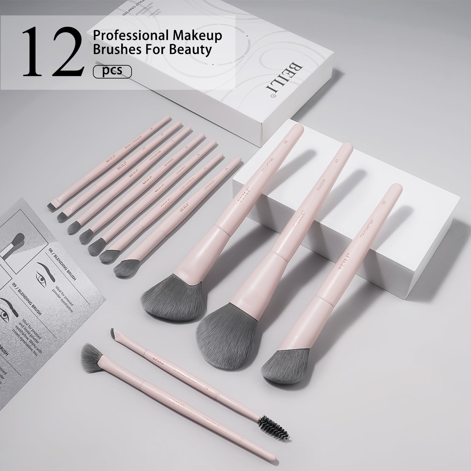 BEILI Pinselset Makeup Rosa Make Up Pinsel Set-FS12