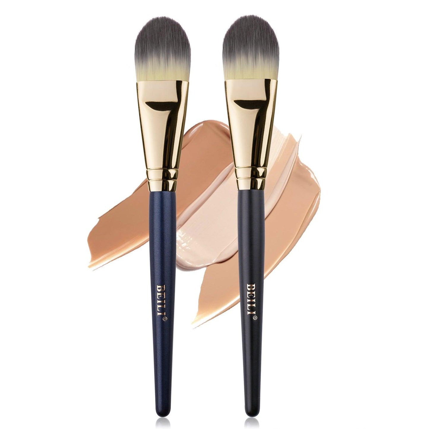 BEILI 2Pcs Make Up Brush Premium Flat Foundation Brush, Mask Brush, Concealer Brush, FD02