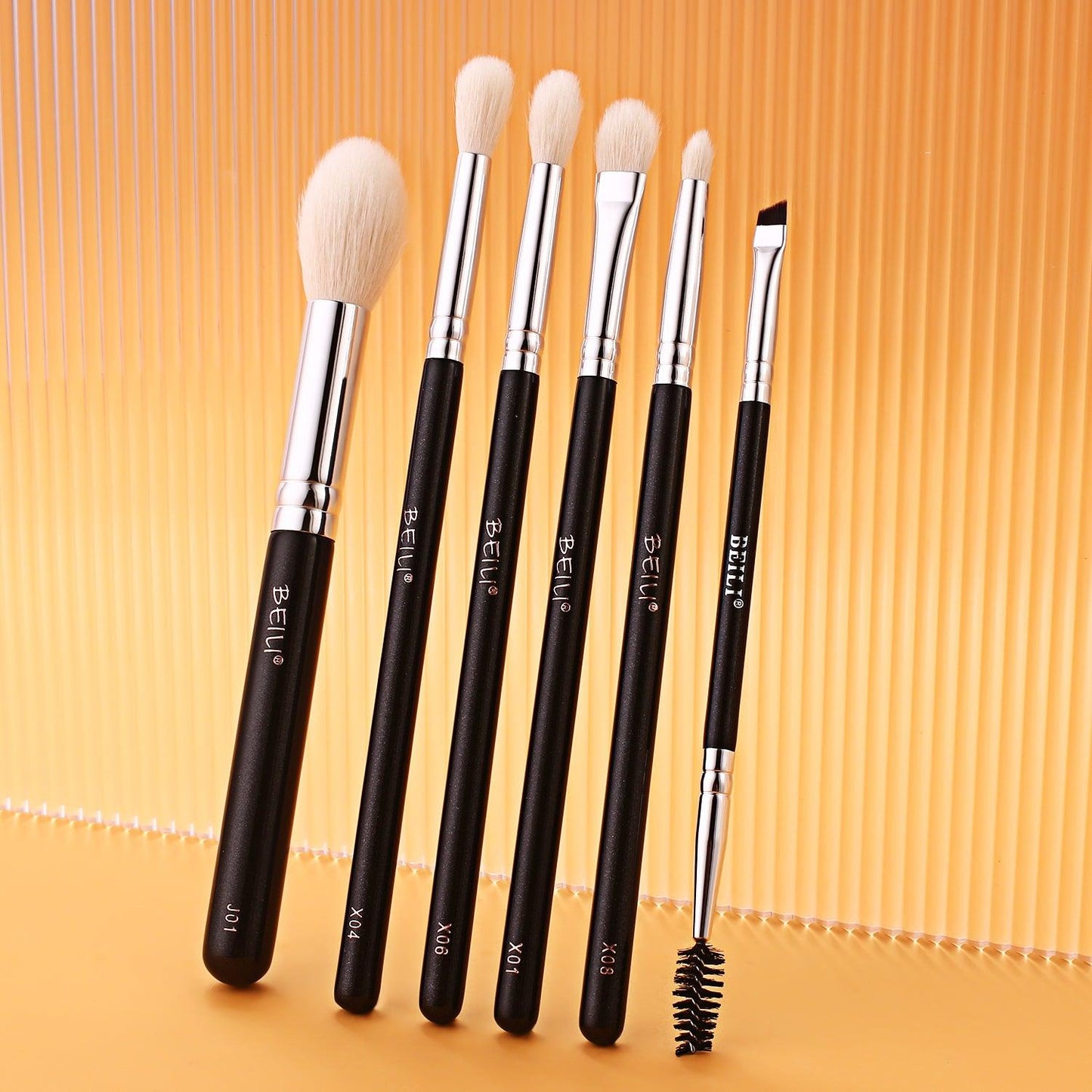 BEILI 6Pcs Eye Makeup Brushes Set Natural Goat-Black X6