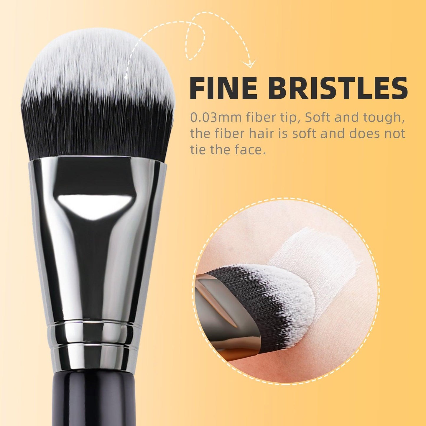 BEILI Flat Foundation Brush for Liquid Makeup Wide Liquid Foundation Brush for Face, Cream Contour Bronzer Brush