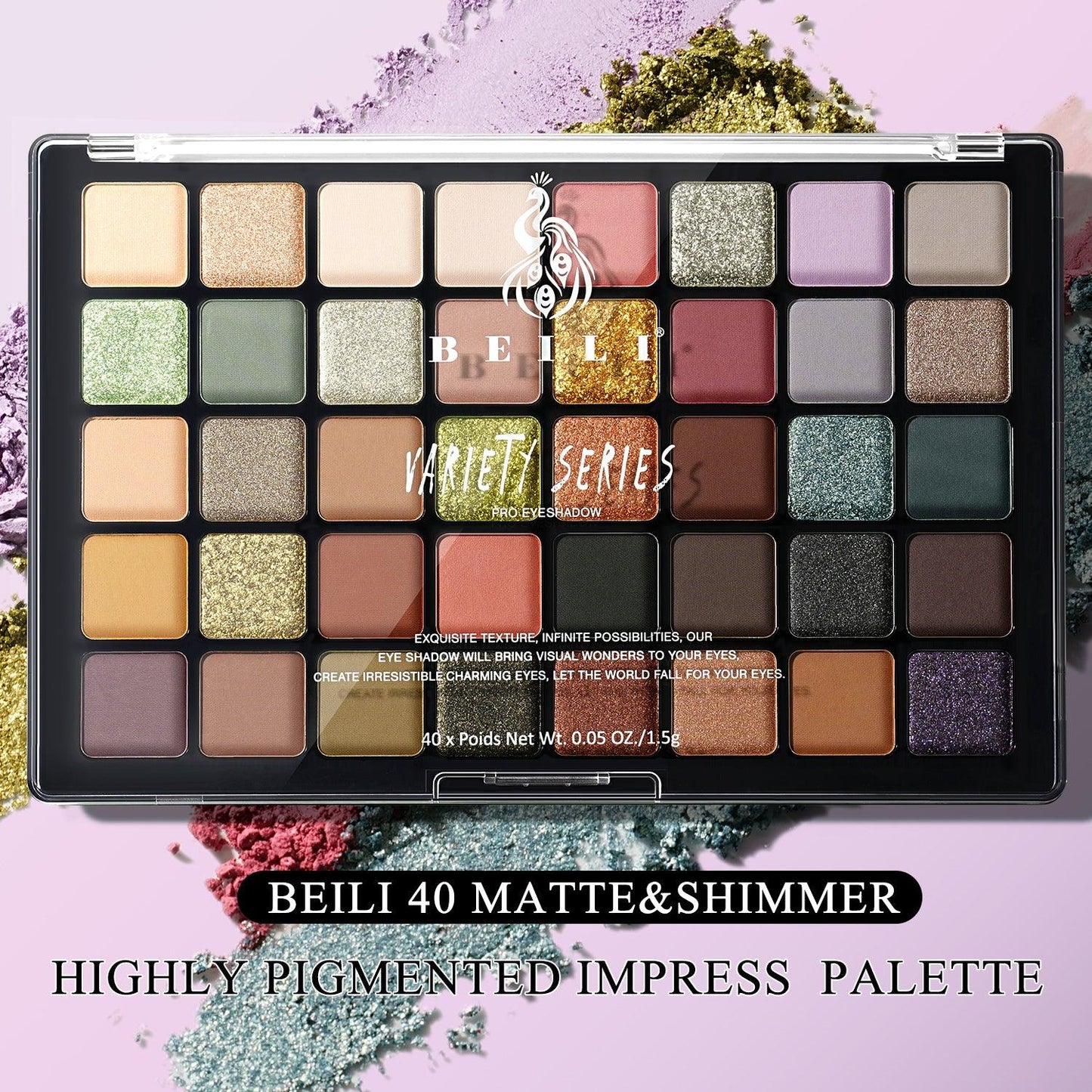 BEILI 40 Colors  Smokey Rainbow  Colorful Eyeshadow Palette