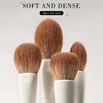 BEILI 15pcs Elegant Beige Face and Eye Makeup Brush Set A15