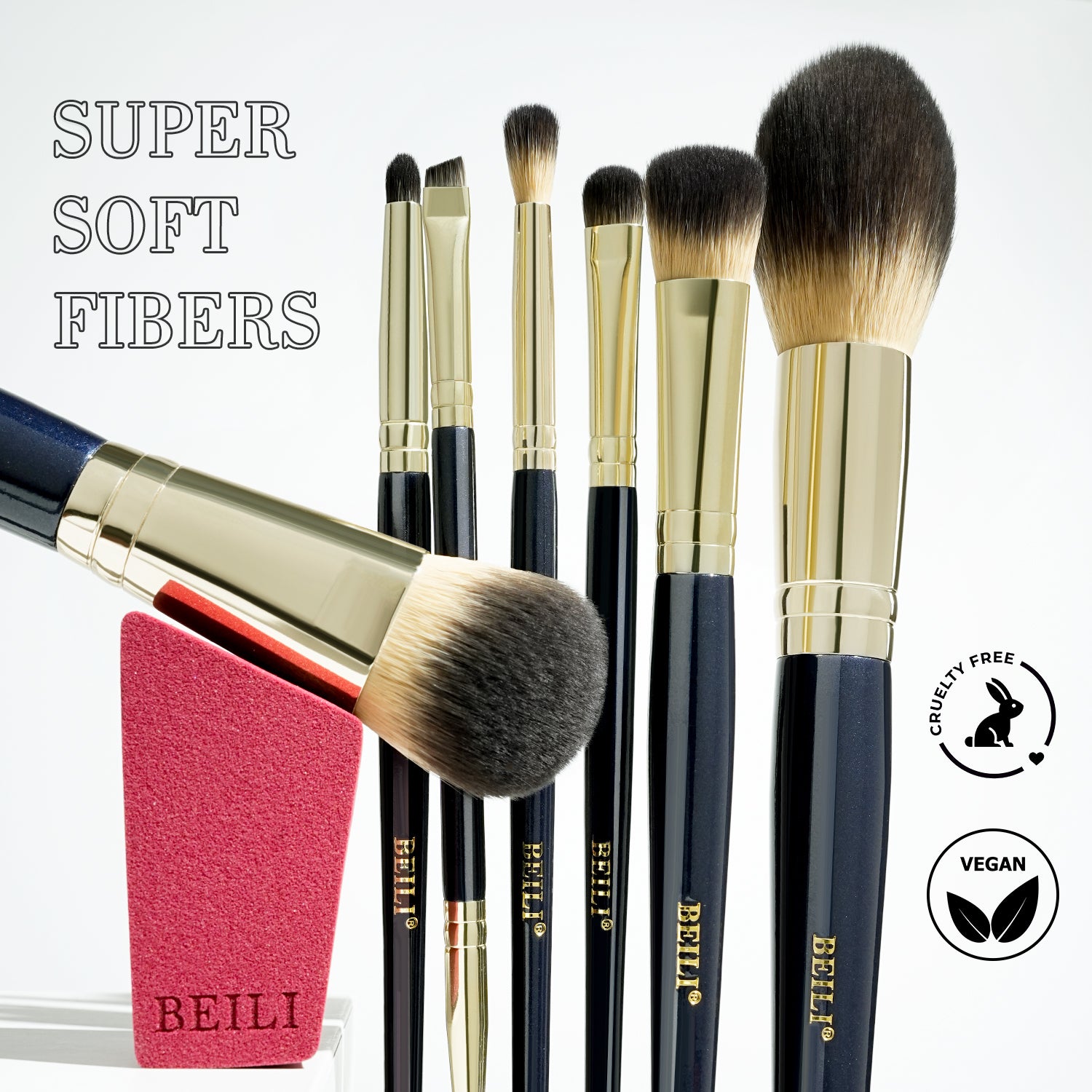 BEILI Make Up Brush Set 7 Pieces Makeup Vegan Makeup Brush Set, Professional Makeup Brush Set with Powder Brush-FD07
