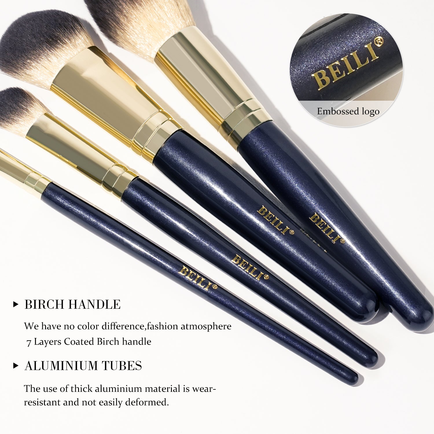 BEILI Make Up Brush Set 7 Pieces Makeup Vegan Makeup Brush Set, Professional Makeup Brush Set with Powder Brush-FD07