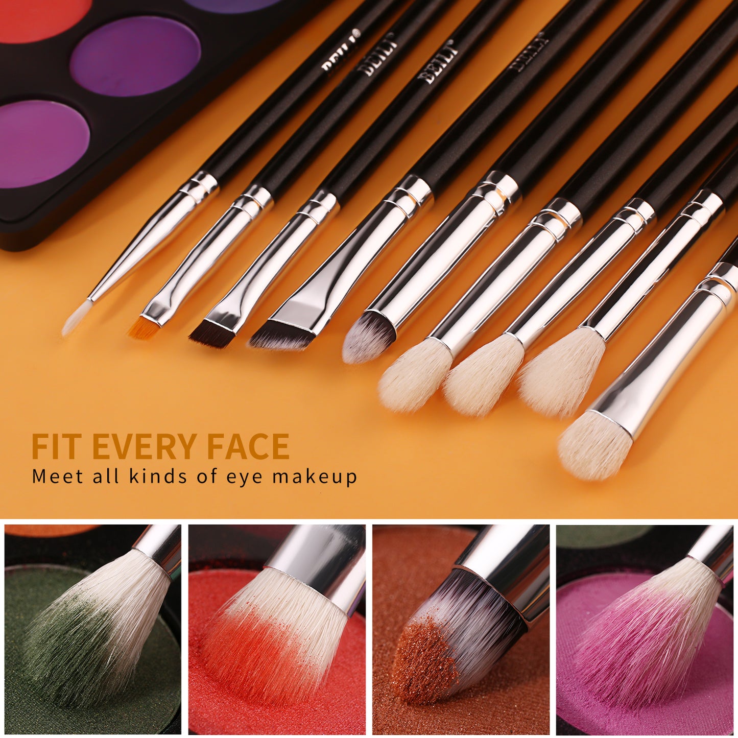 Black Junior Makeup Brushes Set 15Pcs, Synthetic  BN15 - BEILI Official Shop