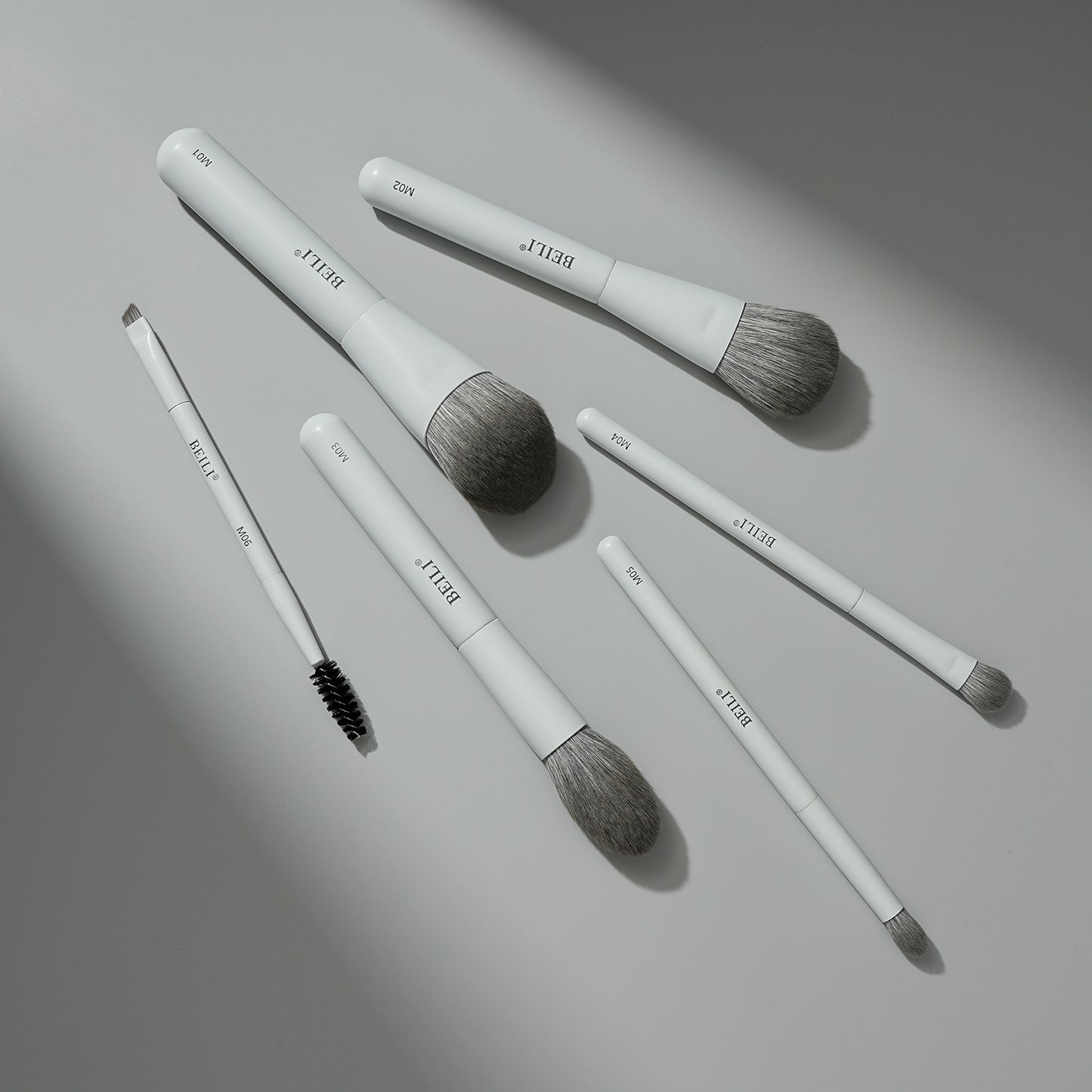 BEILI 6PCS Travel Mini Makeup Brushes, Portable Small Cosmetic Brushes Kit For Powder, Highlight, Eyeshadow, Contour, Eyebrow, Eyelash, Synthetic Bristles (White)
