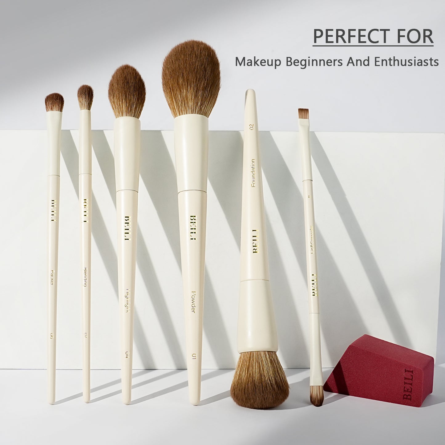 BEILI 6PCS Makeup Brushes, Premium Vegan Makeup Brush Set, Including Foundation Brush, Concealer Brush, Eyeshadow Brush, Powder Brush, Highlighter Brush and Blending Brush for Women