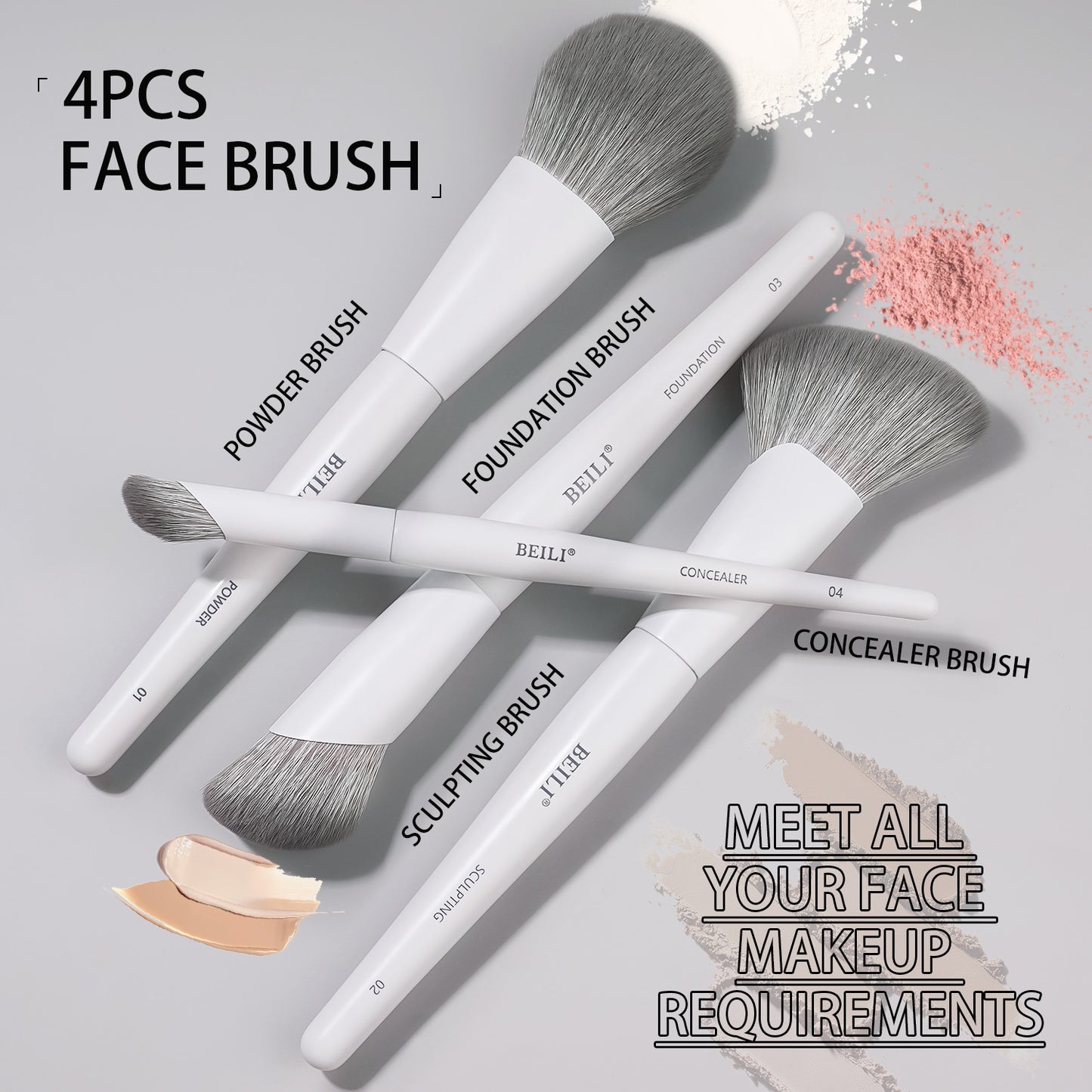 BEILI Pinselset Makeup White Make Up Pinsel Set-BS12