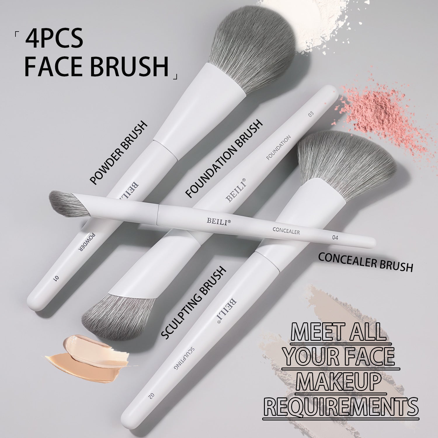 BEILI Pinselset Makeup White Make Up Pinsel Set-BS12