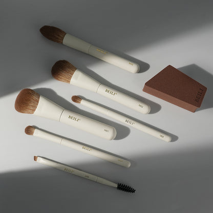 BEILI 6PCS Makeup Brushes Set, Travel Mini Makeup Brushes, Portable Small Cosmetic Brushes Kit -MA6