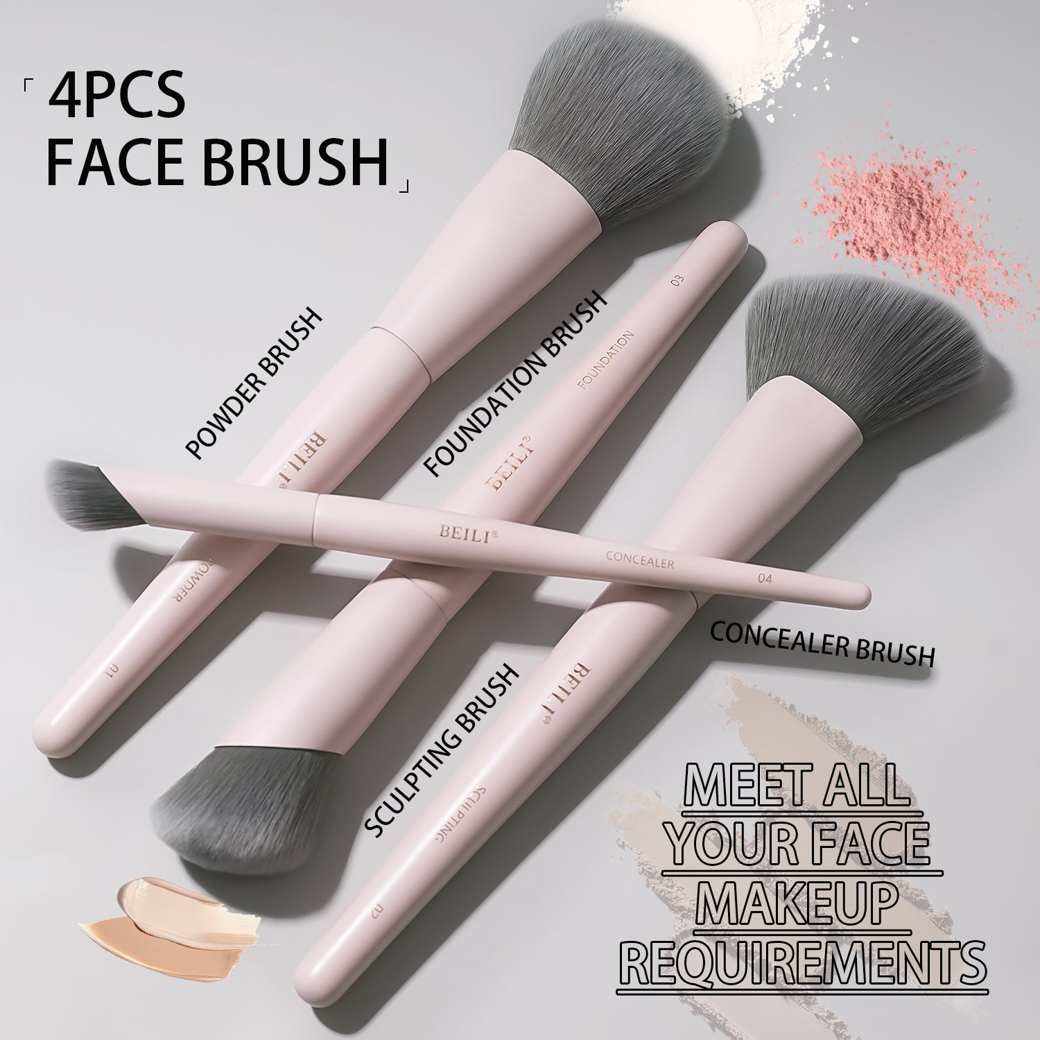 BEILI Pinselset Makeup Rosa Make Up Pinsel Set-FS12