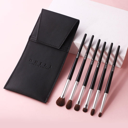 BEILI 6Pcs Soft Pony Hair Eye Brush Set PS2006/PS2006-bag