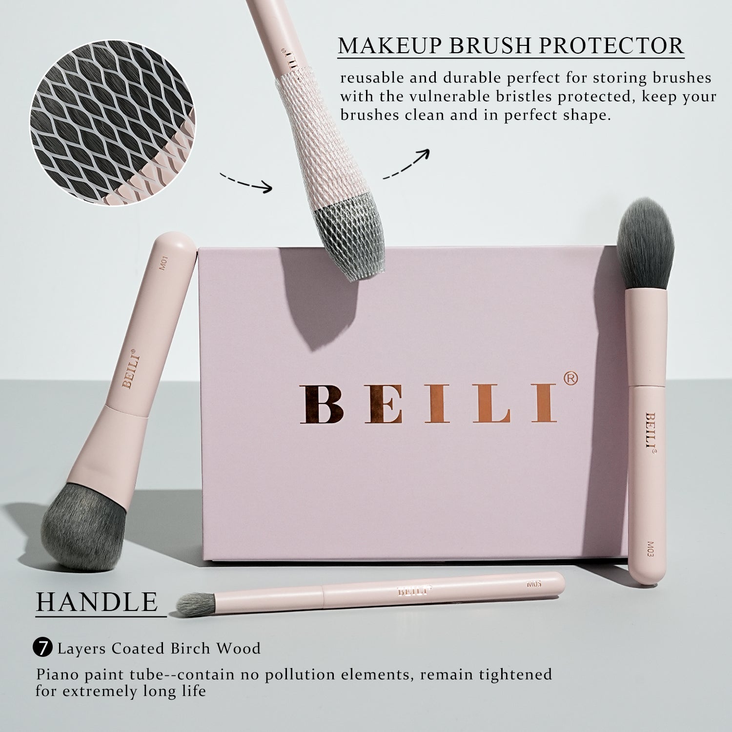 BEILI 6PCS Makeup Brushes Set, Travel Mini Makeup Brushes, Portable Small Cosmetic Brushes Kit For Powder, Highlight, Eyeshadow, Contour, Eyebrow, Eyelash, Synthetic Bristles (Pink)
