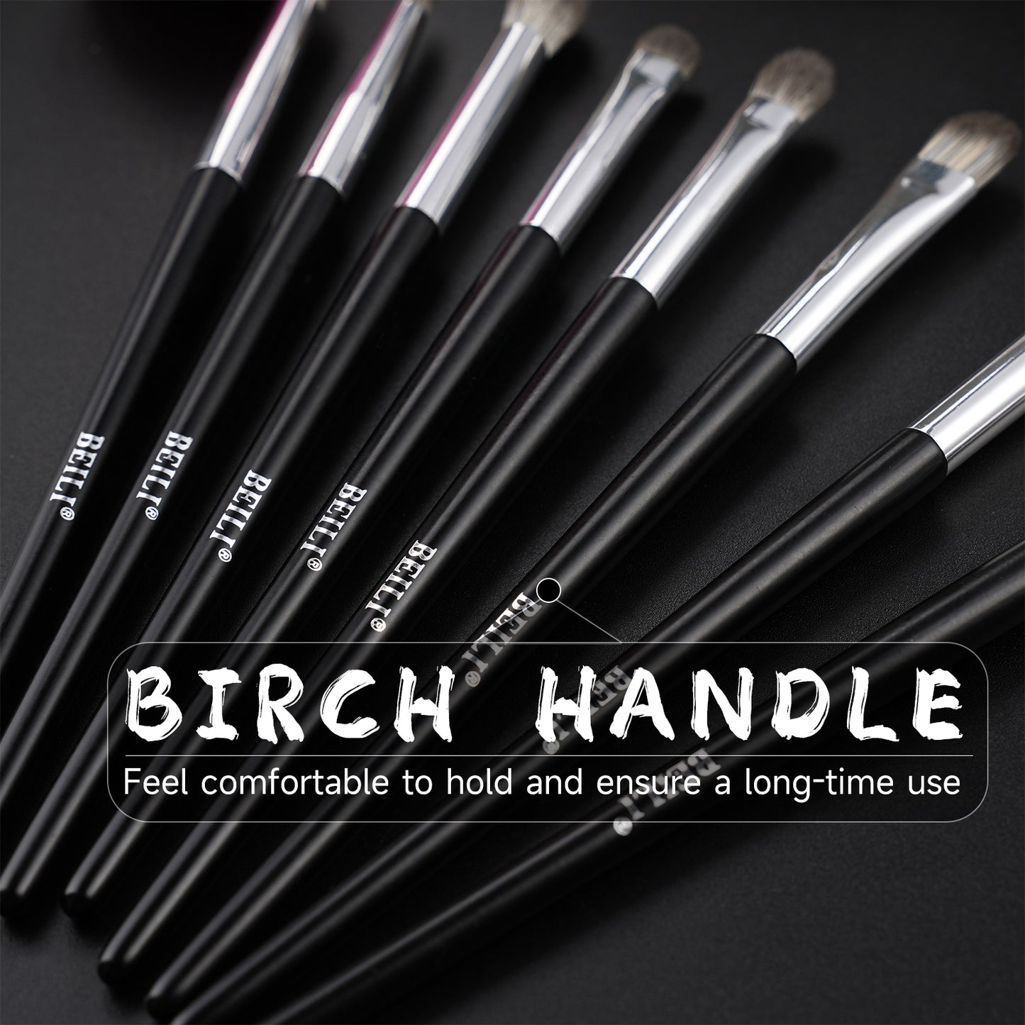 Black Vegan Synthetic Junior Makeup Brushes Set 12Pcs BG12 - BEILI Official Shop
