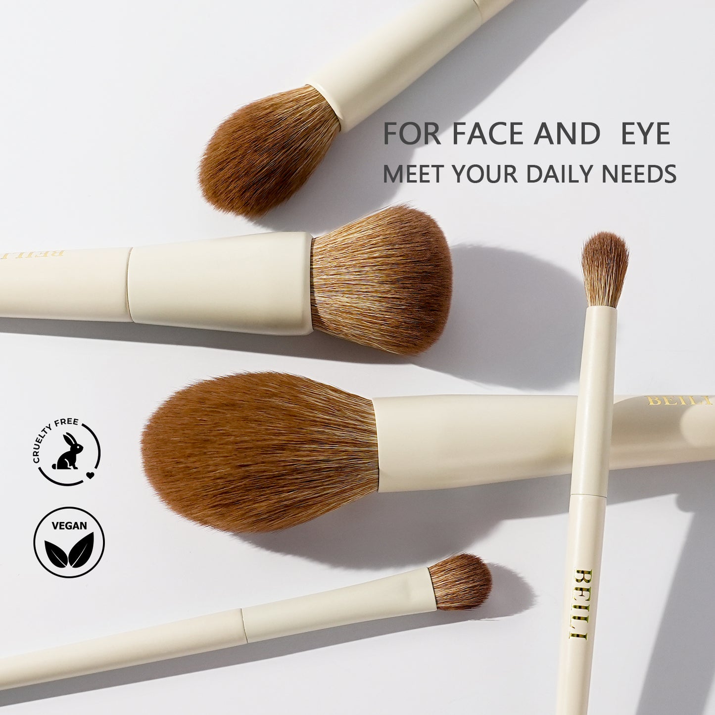 BEILI 6PCS Makeup Brushes, Premium Vegan Makeup Brush Set, Including Foundation Brush, Concealer Brush, Eyeshadow Brush, Powder Brush, Highlighter Brush and Blending Brush for Women