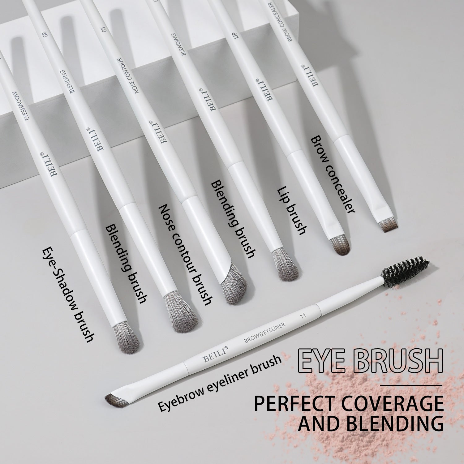 BEILI Pinselset Makeup White Make Up Pinsel Set-BS12