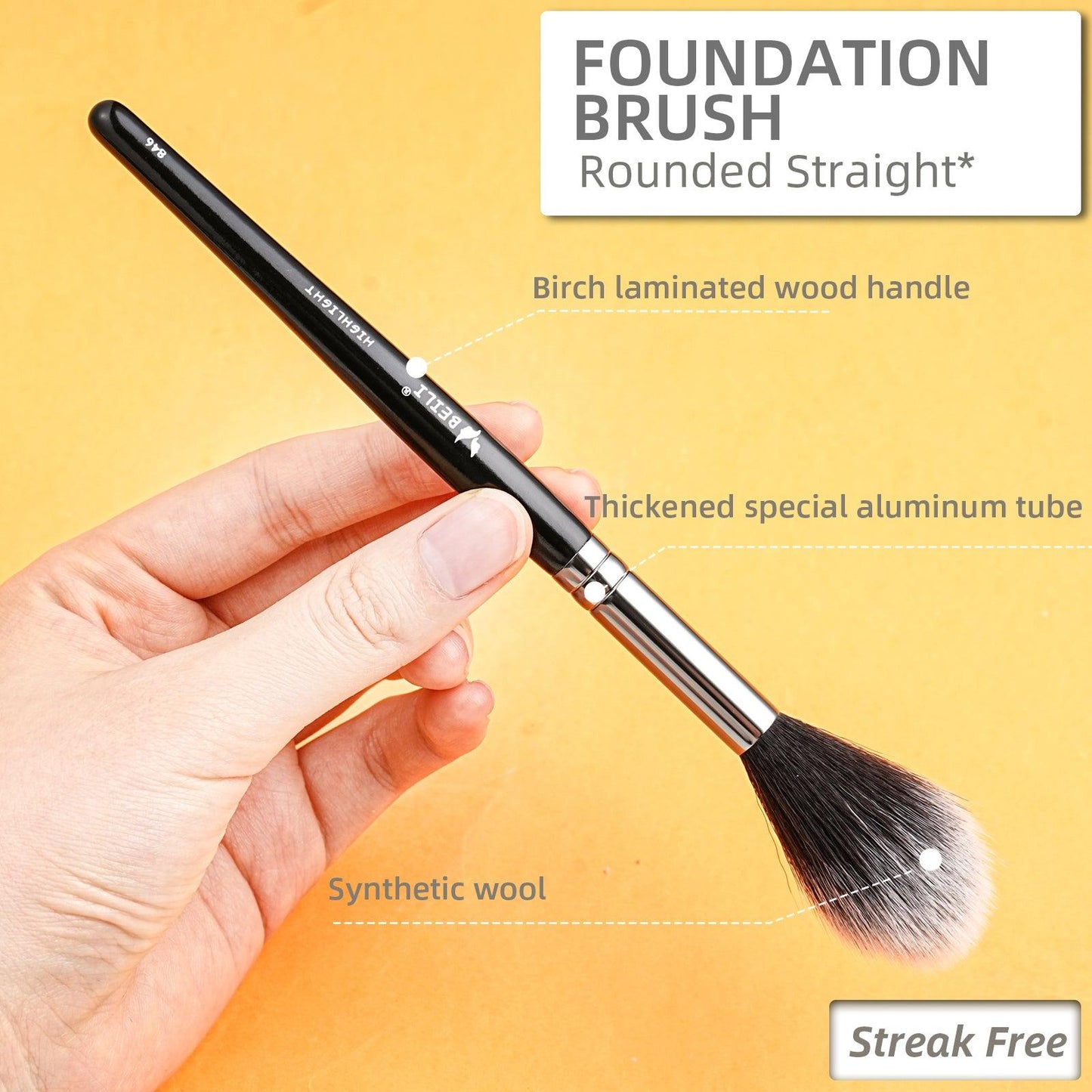 BEILI Highlighter Brush Makeup for Cheekbone Highlighting,Bronzer,Blush,Contour Face(846)
