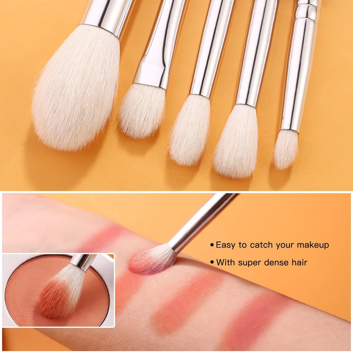 BEILI 6Pcs Eye Makeup Brushes Set Natural Goat-Black X6