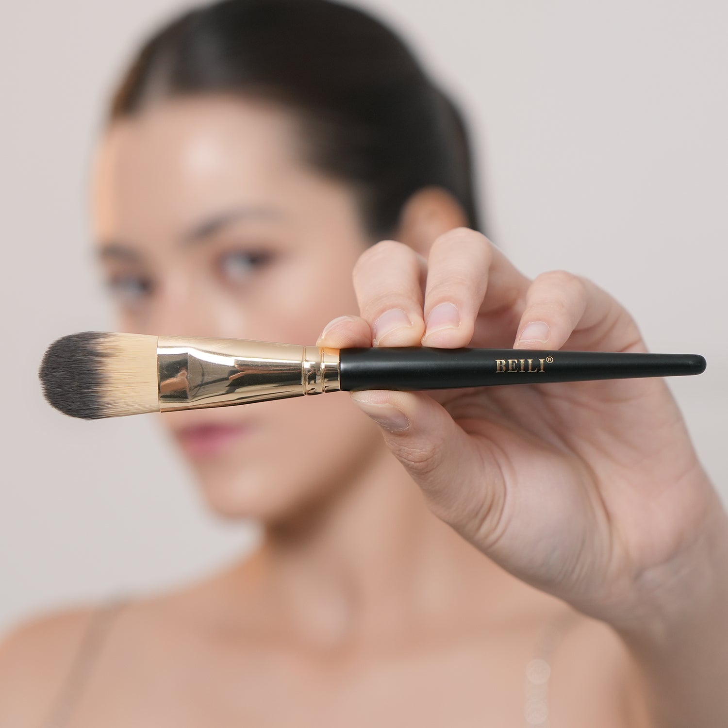 BEILI 2Pcs Make Up Brush Premium Flat Foundation Brush, Mask Brush, Concealer Brush, FD02