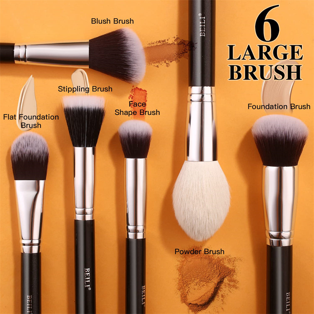 Black Professional Makeup Brush Set 20Pcs, Synthetic  B20 - BEILI Official Shop