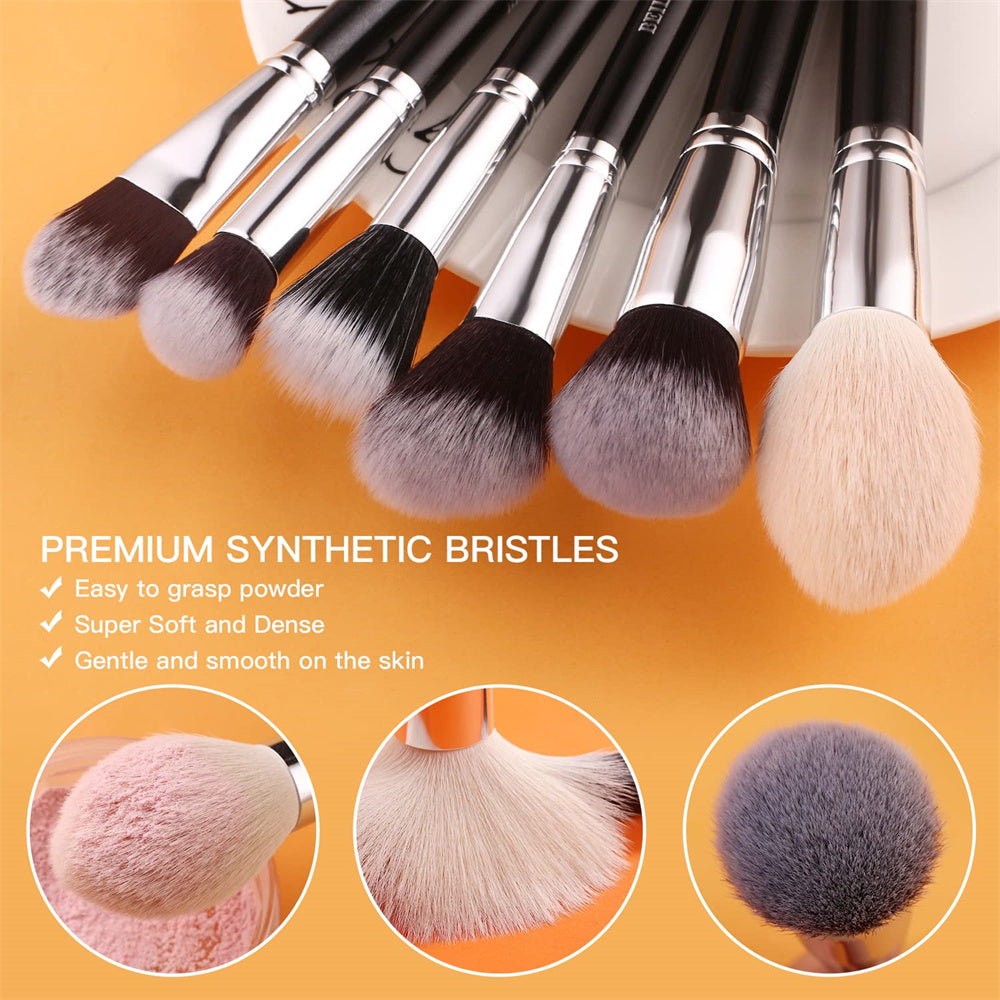 Black Professional Makeup Brush Set 20Pcs, Synthetic  B20 - BEILI Official Shop