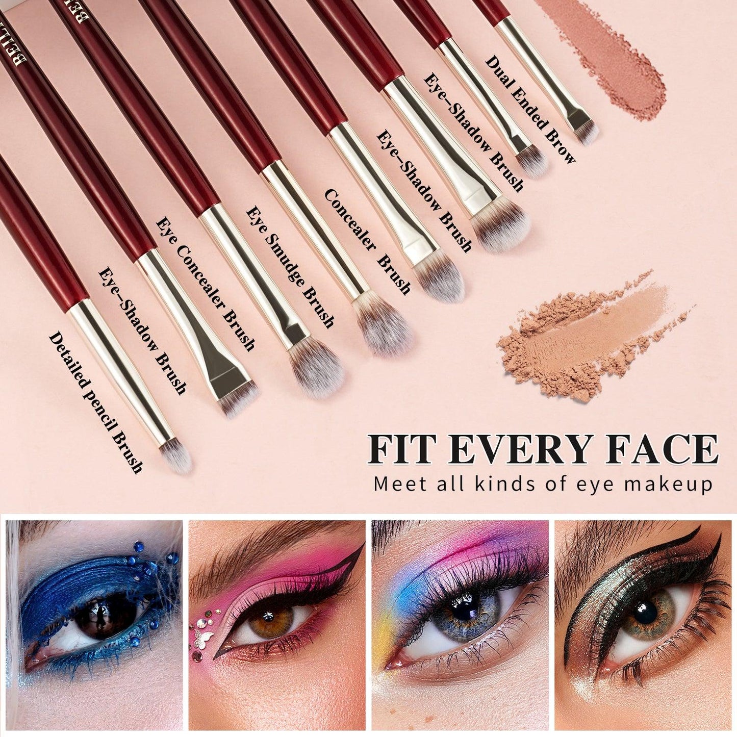 BEILI 8Pcs Daily Eye Makeup Brushes Set PRE8