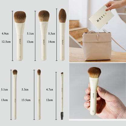 BEILI 6PCS Makeup Brushes Set, Travel Mini Makeup Brushes, Portable Small Cosmetic Brushes Kit -MA6